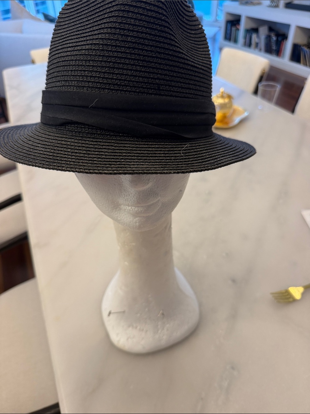 Classic Black Straw Fedora Hat - Men Accessories